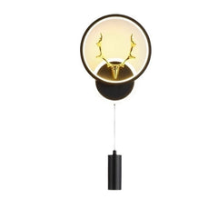 Modern Gold Antlers Wall Sconce with Circular Frame and Downlight