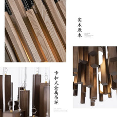 Modern Wood Stick Chandelier Light Fixture with Natural Wood Accents