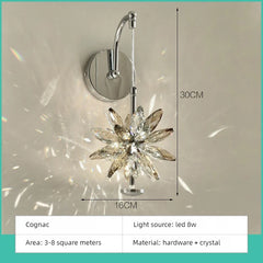 Chrome Flower Sconce with Faceted Crystal Accents and Sparkle Effect
