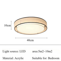 Beige Fabric Drum Flush Mount Light Black Trim Frosted Diffuser