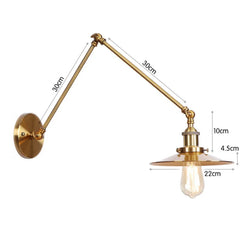 Brushed Gold Cone Shade Adjustable Wall Sconce Hanging Ceiling Light
