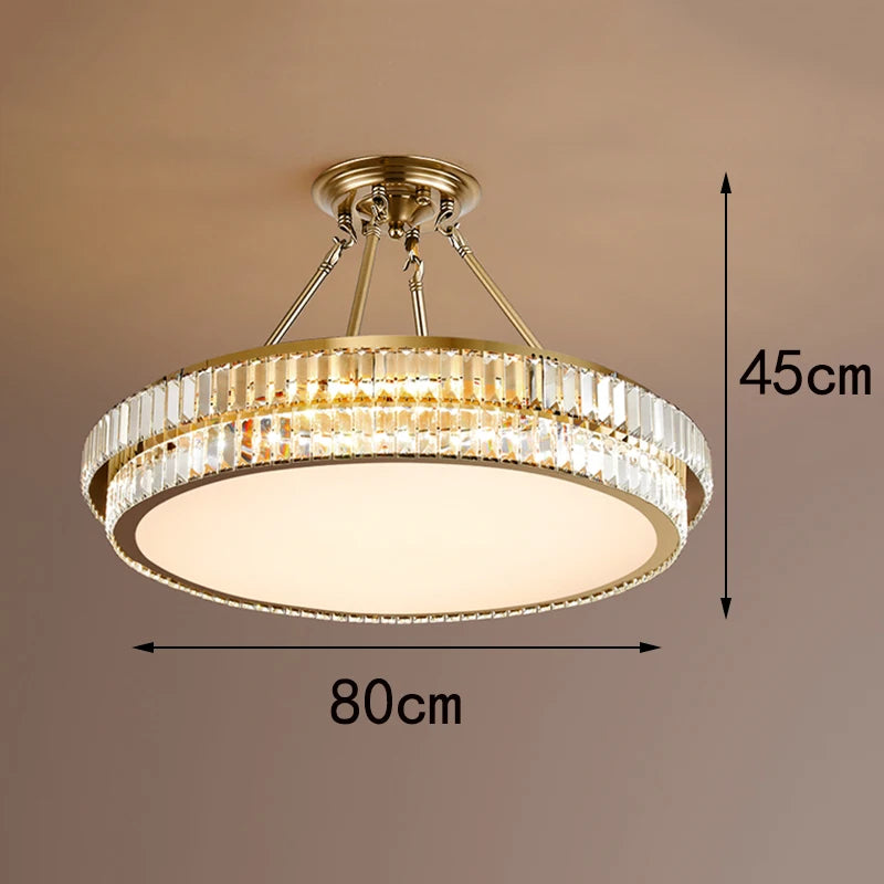 Gold ceiling light fixture with dimensions on a plain background