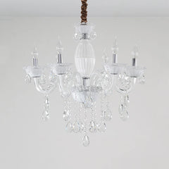 Black Crystal Candelabra Chandelier with Waterfall Droplets