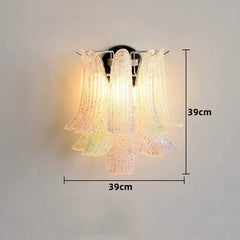 Chrome Finish Petal Glass Sconce with Pink Frosted Bell Shades