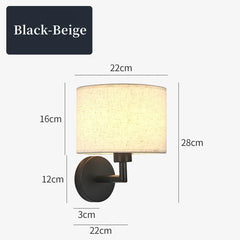 Wall lamp with dimensions labeled on a white background