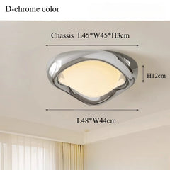 Chrome Wave Flowing Organic Shape Flush Mount Ceiling Light Fixture