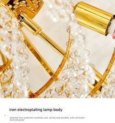 Gold Crystal Tiered Cascading Flush Mount Ceiling Light Fixture