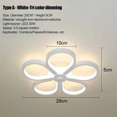 Modern Flower Semi-Flush Mount Ceiling Light Black White Gold