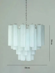 Tiered Frosted Glass Tube Chandelier Semi-Flush Mount Light
