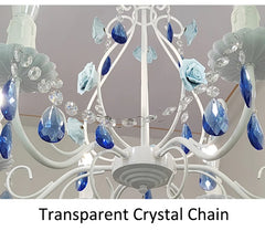 White Floral Crystal Chandelier Semi-Flush Ceiling Light