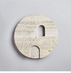 Travertine Stone Staircase Arch Wall Sconce with Warm LED Light