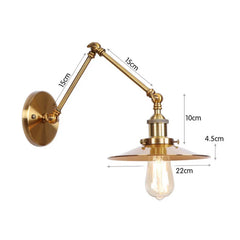 Brushed Gold Cone Shade Adjustable Wall Sconce Hanging Ceiling Light