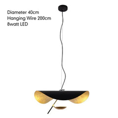 Modern Wave Pendant Light with Gold Leaf and Black Accents