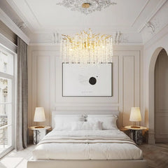 Modern Branch Crystal Chandelier with Cascading Icicle Droplets