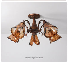 Brushed Bronze Floral Semi-Flush Mount Ceiling Light