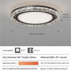 Ceiling light fixture with dimensions and features on a gray background