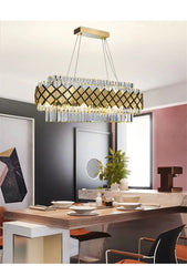 Gold Crystal Geometric Tiered Chandelier Light Fixture