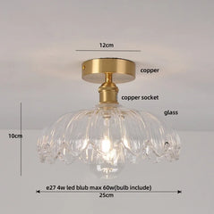 Ceiling light fixture with labeled parts and dimensions on a gray background