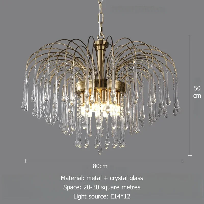 Chandelier with crystal glass elements on a gray background