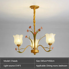 Gold Floral Ceramic Chandelier Hanging Pendant Light