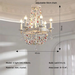 Colorful Crystal Multi-Arm Chandelier Pendant Light
