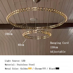 Chandelier with adjustable hanging cord measurement on a ceiling.