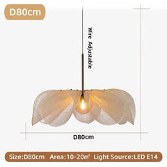 Decorative pendant light with adjustable wire, size D80cm, area 10-20m², LED E14 bulb.