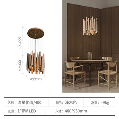 Modern Wood Stick Chandelier Light Fixture with Natural Wood Accents