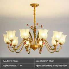 Gold Floral Arm Chandelier Hanging Ceiling Light Fixture