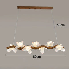 Decorative ceiling light fixture with floral design and measurement details on a gray background