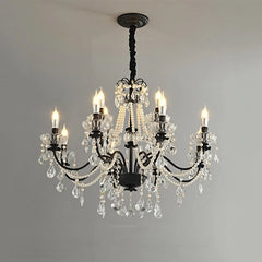 Black Candelabra Crystal Chandelier With Pearl Beads