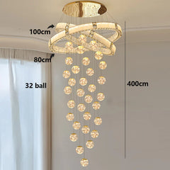 Chandelier with measurements indicated on a neutral background