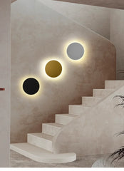 Gold Modern Circular Wall Sconce with Subtle Glow Accent Metal Frame