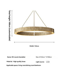 Vintage Brass Ring Chandelier (LED, Large Room)