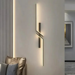 Modern Geometric LED Wall Sconce with Black Finish and Gold Accents