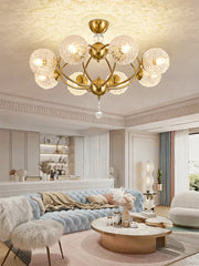 Polished Gold 8-Light Globe Chandelier with Crystal Accents