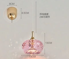 Faceted Crystal Pendant Light with Gold Metal Accents