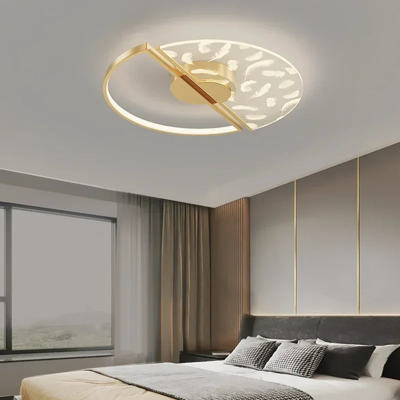 Modern ceiling light fixture in a bedroom setting