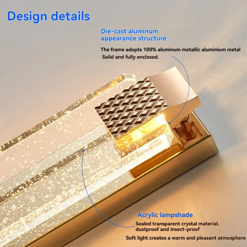 Gold light fixture with acrylic lampshade on a neutral background