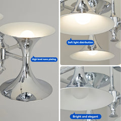 Chrome Horn Cluster Chandelier Modern Designer Pendant Light