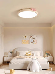 Wood Flush Mount Pink Bow Ceiling Light for Children's Room