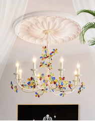 White Floral Crystal Chandelier Candelabra Style