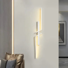 Modern Geometric LED Wall Sconce with Black Finish and Gold Accents