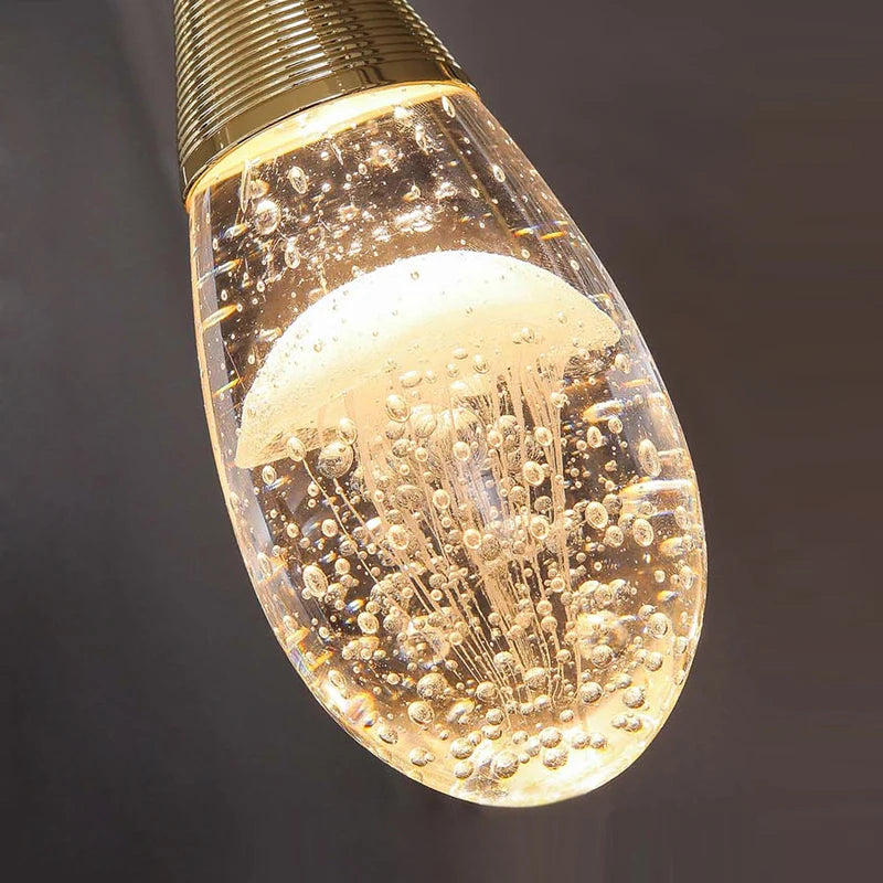 Decorative light bulb with bubble design on a dark background