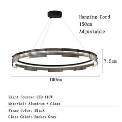 Chandelier with dimensions and specifications on a white background