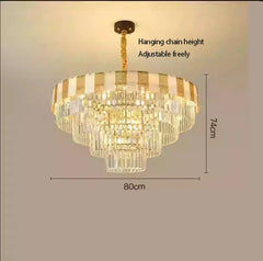 Tiered Faceted Crystal Waterfall Chandelier with Gold Accents