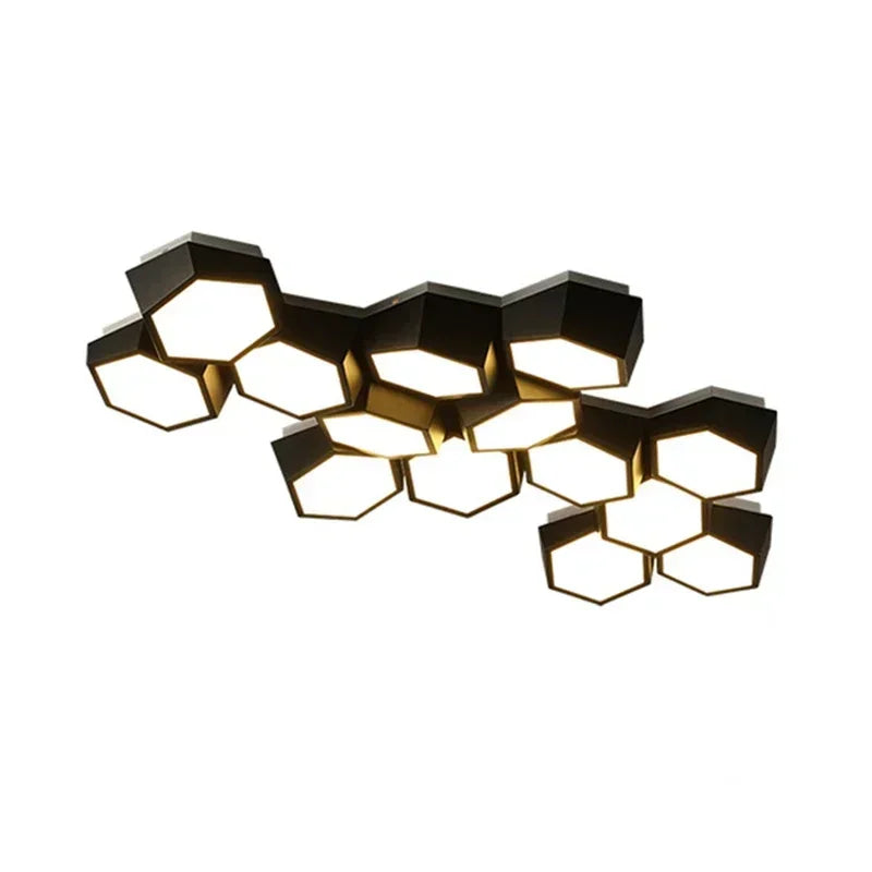 Hexagonal ceiling light fixture on a white background