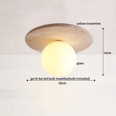 Ceiling light fixture with labeled dimensions and bulb information on a white background