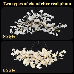 Gold Ginkgo Leaf Cluster Pendant Light Modern Accent