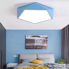 Modern Geometric Faceted Flush Mount Ceiling Light Fixture